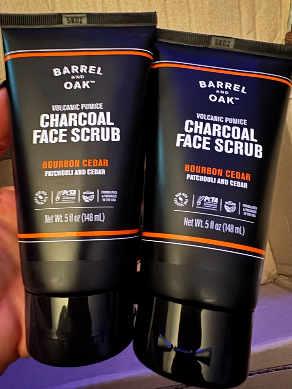 Barrel and Oak Volcanic Pumice & Charcoal Face Scrub for Men NEW Sealed 2 tubes